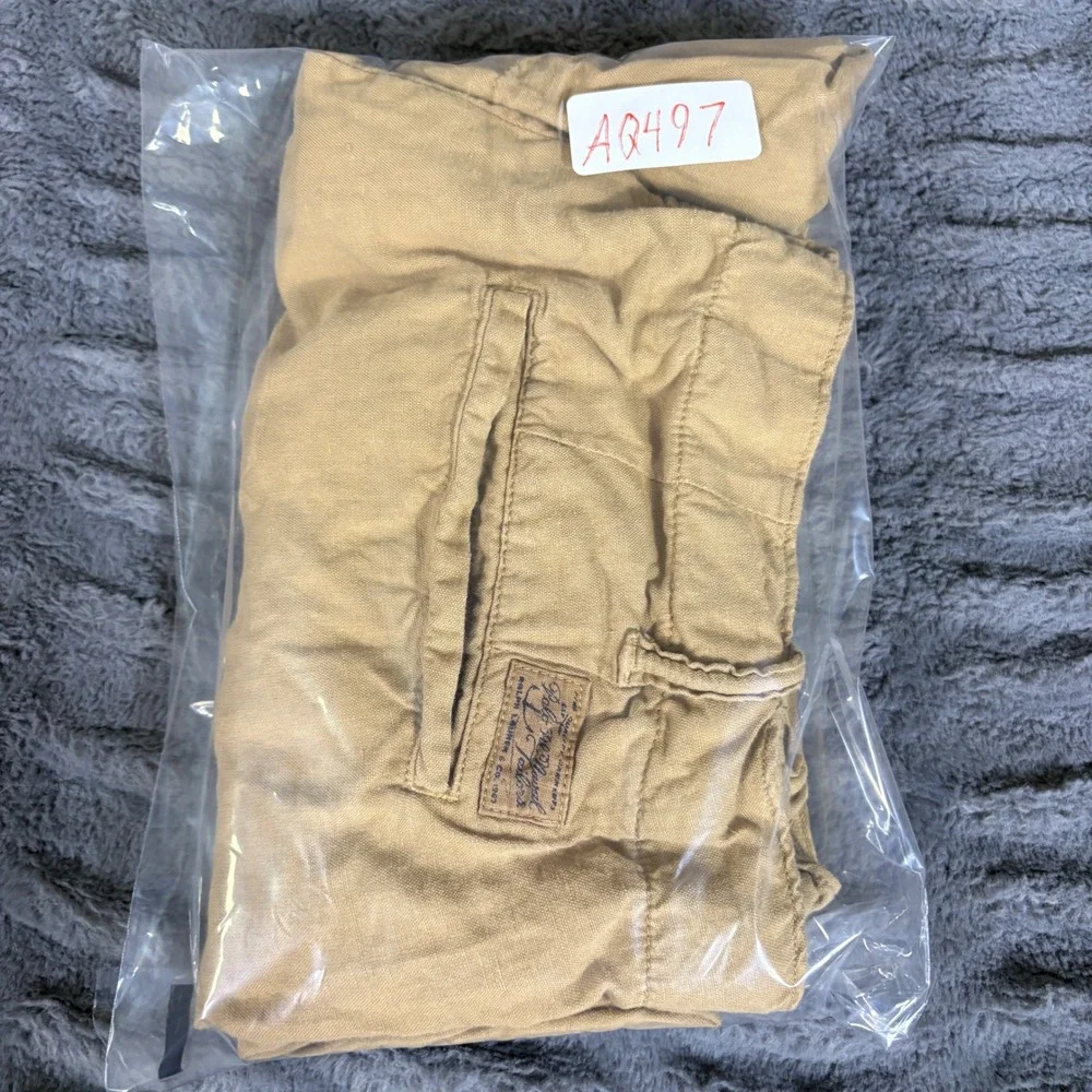 Polo Ralph Lauren Mens 36 Tan Linen Cotton Blend Straight Fit Chino Shorts AQ497